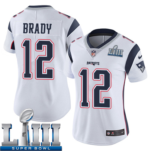 Women New England Patriots #12 Brady white Nike Vapor Untouchable Limited 2019 Super Bowl LIII NFL Jerseys->women nfl jersey->Women Jersey